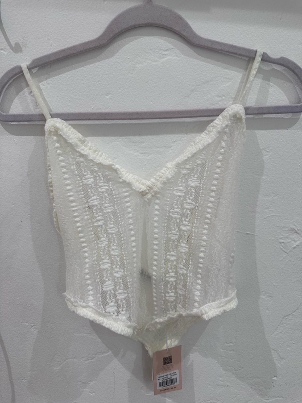 Tiger Mist White Crochet Lace Bandeau Bodysuit